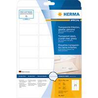 HERMA Transparente Etiketten 8017 Rechteckig DIN A4 63,5 x 38,1 mm 25 Blatt à 21 Etikett