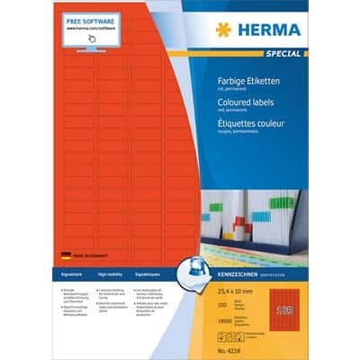 HERMA Farbige Etiketten 4238 Rot Rechteckig 25 x 10 mm 100 Blatt à 14 Etiketten
