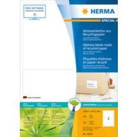 HERMA Recycelte Etiketten 10830 Weiß Rechteckig 199,6 x 143,5 mm 100 Blatt à 2 Etiketten