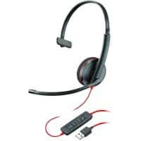 Plantronics Kabelgebundenes USB Headset C3210 mit Kopfbügel, Geräuschunterdrückung und Mikrofon Schwarz