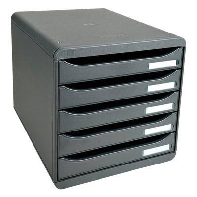 Exacompta Schubladenbox mit 5 Schubladen Big Box Plus Kunststoff Grau 27,8 x 34,7 x 27,1 cm