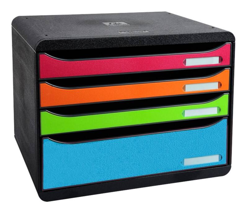 Exacompta Iderama Schubladenbox Kunststoff Farbig sortiert 4 Schübe 35,5 x 27 x 27,1 cm DIN A4+