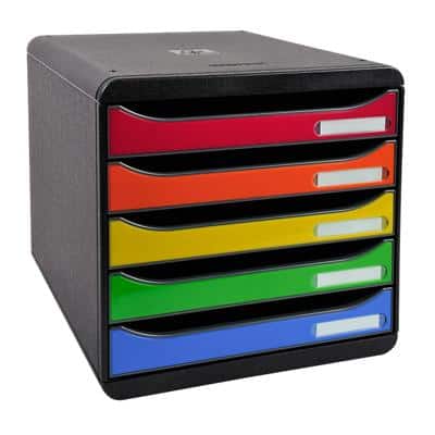 Exacompta Schubladenbox mit 5 Schubladen Big Box Plus Kunststoff Farbig sortiert 27,8 x 34,7 x 27,1 cm