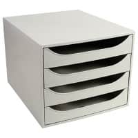 Exacompta Schubladenbox mit 4 Schubladen EcoBox Kunststoff Hellgrau 28,4 x 34,8 x 23,4 cm