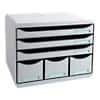 Exacompta Schubladenbox mit 6 Schubladen Store-Box Maxi Kunststoff Hellgrau 35,5 x 27 x 27,1 cm