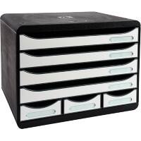 Exacompta Schubladenbox mit 7 Schubladen Store-Box Mini Kunststoff Schwarz, Weiß 35,5 x 27 x 27,1 cm