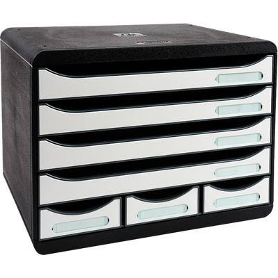 Exacompta Schubladenbox mit 7 Schubladen Store-Box Mini Kunststoff Schwarz, Weiß 35,5 x 27 x 27,1 cm