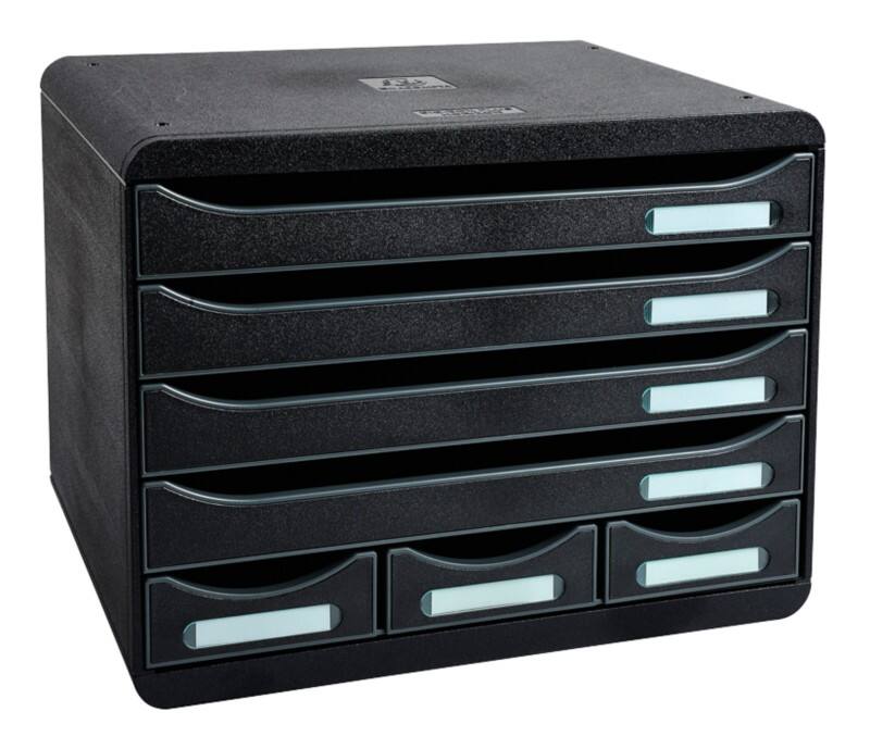 Exacompta ECOBlack Schubladenbox Kunststoff Schwarz 7 Schübe 35,5 x 27 x 27,1 cm DIN A4+