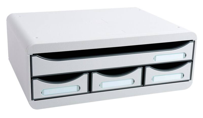 Exacompta Classic Schubladenbox Kunststoff Grau 4 Schübe 35,5 x 27 x 13,5 cm DIN A4+