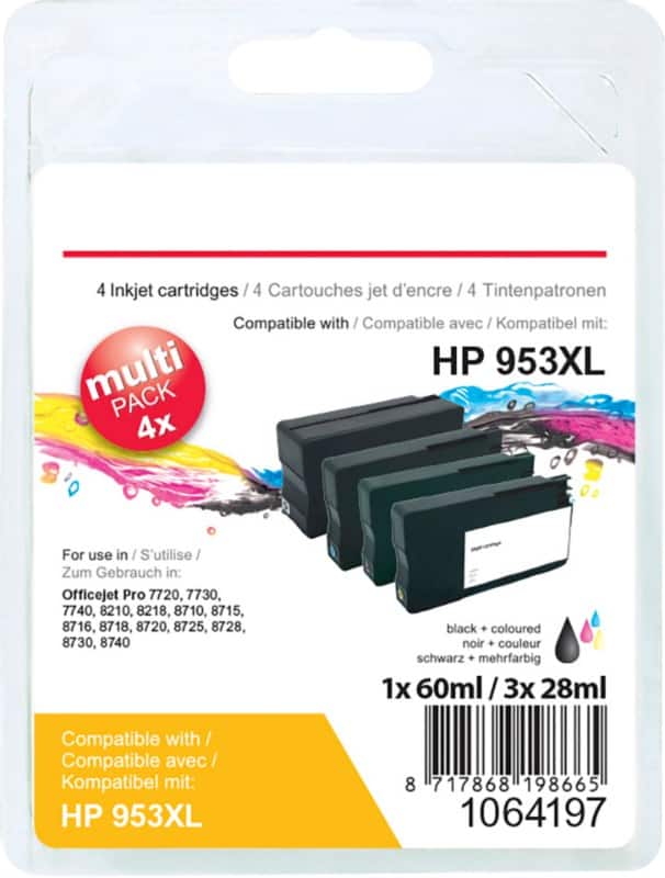 Viking 953XL Kompatibel HP Tintenpatrone 3HZ52AE Schwarz, Cyan, Magenta, Gelb Multipack 4 Stück