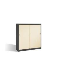 C+P Schiebetürenschrank Acurado H1600xB1600xT500mm Korpus Schwarzgrau Fronten Perlweiß Anzahl Fächer: 4
