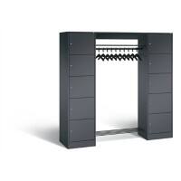 C+P Offene Garderobe Serie 8070, H1950xB1870xT480mm Korpus Schwarzgrau Fronten Schwarzgrau