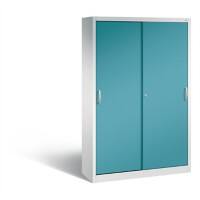 C+P Schiebetürenschrank Acurado H1950xB1200xT400mm Korpus Lichtgrau Fronten Wasserblau Anzahl Fächer: 3