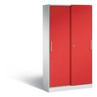 C+P Schiebetürenschrank Asisto H1980xB1000xT435mm Korpus Lichtgrau Fronten Feuerrot Anzahl Fächer: 4