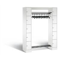 C+P Offene Garderobe Serie 8070, H1950xB1430xT480mm Korpus Verkehrsweiß Fronten Verkehrsweiß