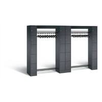 C+P Offene Garderobe Serie 8070, H1950xB2840xT480mm Korpus Schwarzgrau Fronten Schwarzgrau