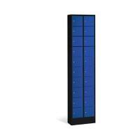 C+P Schließfachschrank Intro, H1950xB460xT200mm Korpus Schwarzgrau Fronten Enzianblau