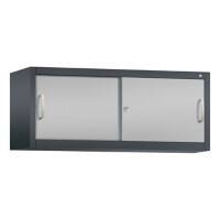 C+P Aufsatzschrank H500xB1200xT400mm Korpus Schwarzgrau Fronten Weißaluminium Anzahl Fächer: 1
