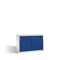 C+P Sideboard mit Schiebetüren Acurado H1000xB1600xT500mm Korpus Lichtgrau Fronten Enzianblau Anzahl Fächer: 4