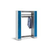 C+P Offene Garderobe Serie 8070, H1950xB1430xT480mm Korpus Lichtgrau Fronten Fernblau