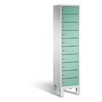 C+P Laptopschrank Evolo H1850xB420xT500mm Korpus Lichtgrau Fronten Lichtgrün