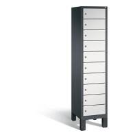 C+P Laptopschrank Evolo H1850xB420xT500mm Korpus Schwarzgrau Fronten Lichtgrau