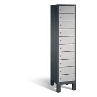 C+P Laptopschrank Evolo H1850xB420xT500mm Korpus Schwarzgrau Fronten Weißaluminium