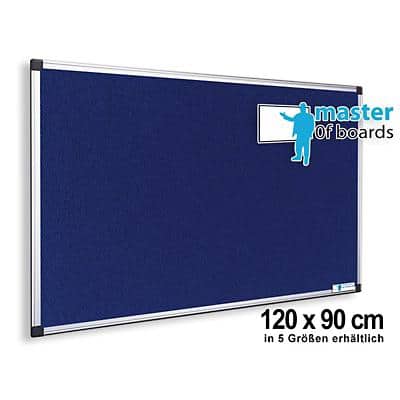 Master of Boards Filz-Pinnwand Blau mit Aluminium-Rahmen 120 x 90 cm