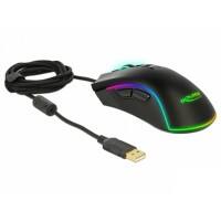 DeLOCK Optische USB Kabelgebundene Maus 1.8 m Kabel für Rechtshänder Schwarz