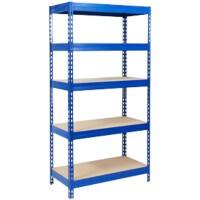 office marshal Grizzly Schwerlastregal 5 Fachböden Stahlblech 1.200 x 600 x 1.800 mm Blau