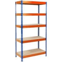 office marshal Grizzly Schwerlastregal 5 Fachböden Stahlblech, Span 1.200 x 600 x 1.800 mm Blau, Orange
