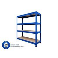 office marshal Weitspannregal 4 Fachböden Stahlblech 1.500 x 800 x 2.000 mm Blau