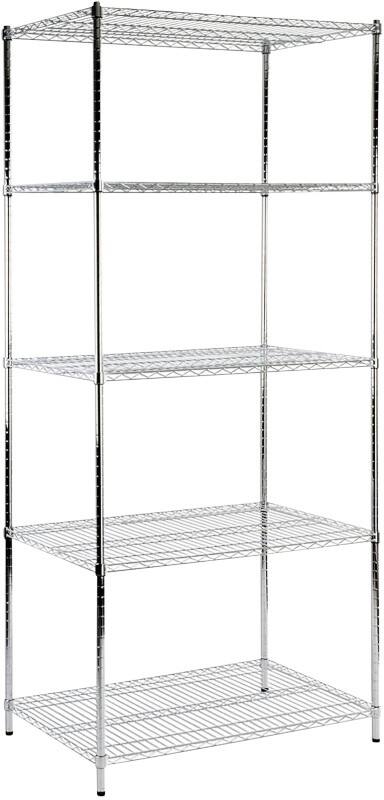 MAMMUT Metallregal Stahl Chrom 4 Fächer 900 x 350 x 1600 mm