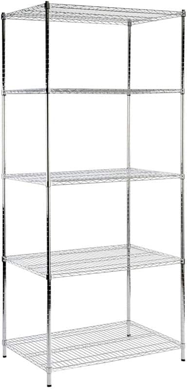 MAMMUT Gitterregal Stahl Chrom 4 Fächer 900 x 450 x 1600 mm