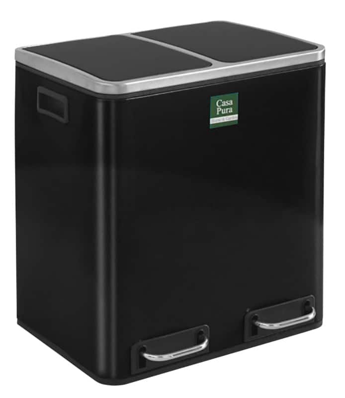 Casa Pura Felix Treteimer 30 L Schwarz Edelstahl, PP (Polypropylen) 2 x 15 Liter