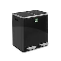 Casa Pura Felix Treteimer 60 L Schwarz Edelstahl, PP (Polypropylen) 2 x 30 Liter