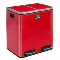 Casa Pura Felix Treteimer 30 L Rot Edelstahl, PP (Polypropylen) 2 x 15 Liter