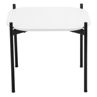 Paperflow Quadratischer Beistelltisch Weiße Tischplatte Schwarzer Rahmen 4 Beine Meet 500 x 500 x 400 mm