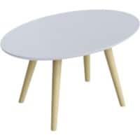Paperflow Ovaler Tisch Weiße Tischplatte Buche Rahmen 4 Beine Scandi 650 x 400 x 350 mm