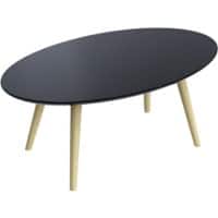 Paperflow Ovaler Tisch Schwarze Tischplatte Buche Rahmen 4 Beine Scandi 850 x 350 x 500 mm