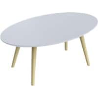 Paperflow Ovaler Tisch Weiße Tischplatte Buche Rahmen 4 Beine Scandi 850 x 350 x 500 mm