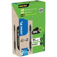 Pilot Einziehbar Tintenroller Schwarz 0.32 mm Mittel Kegelförmig Nachfüllbar 89% Recycelt 24 Stück