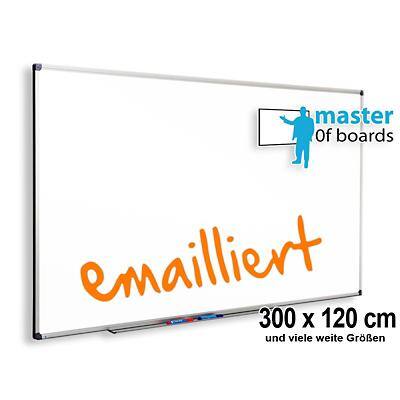 Master of Boards Magnetisches Whiteboard Premium Emaille Wandmontierbar Weiß 300 x 120 cm