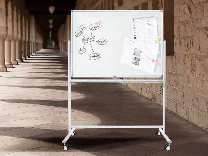 master of boards Mobiles Whiteboard Magnetisch Lackierter Stahl Beidseitig 110 (B) x 80 (H) cm
