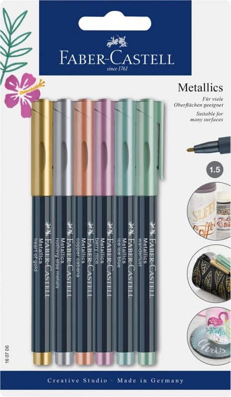 Faber-Castell Metallics Permanentmarker  Mittel Rundspitze  - 1,5 mm Farbig sortiert 4 Stück