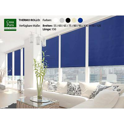 Casa Pura Verdunkelungsrollo Blackout Thermo Polyester Blau 600 x 1500 mm