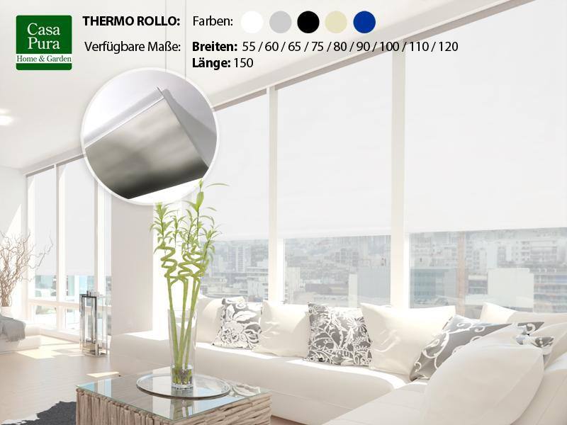 Casa Pura Verdunkelungsrollo Blackout Thermo Polyester Weiß 800 x 1500 mm
