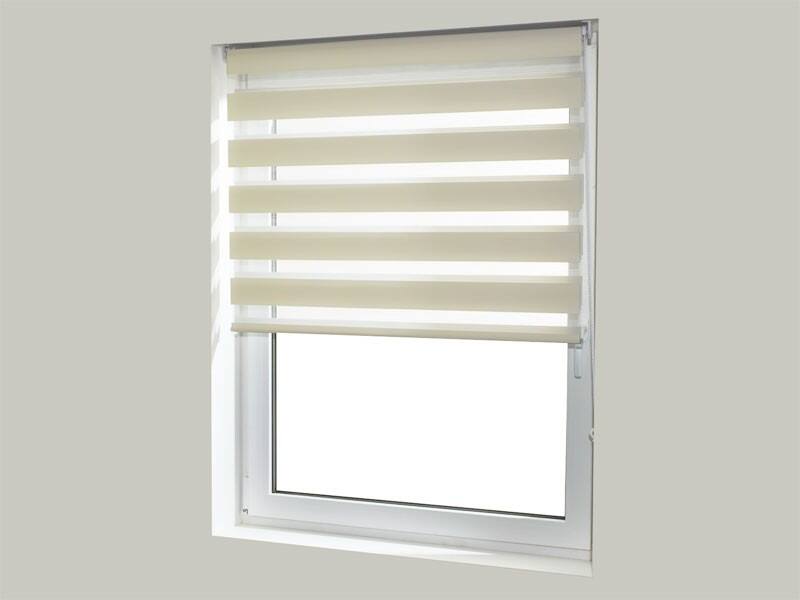 Casa Pura Sichtschutzrollo Mini Day & Night Polyester, Aluminium Creme 900 x 1500 mm