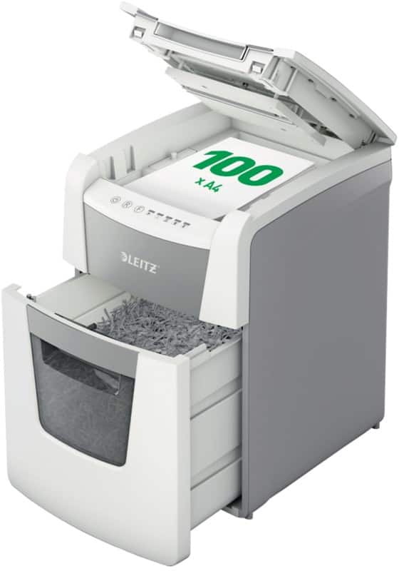 Leitz IQ Autofeed Small Office 100 Automatischer Aktenvernichter Mikroschnitt Sicherheitsstufe P-5 110 Blatt Automatisch