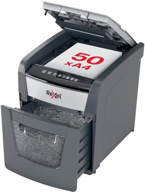 Rexel Automatische Zufuhr Optimum AutoFeed+ Aktenvernichter 55 Blatt Partikelschnitt Sicherheitsstufe P-4 20 L 50X